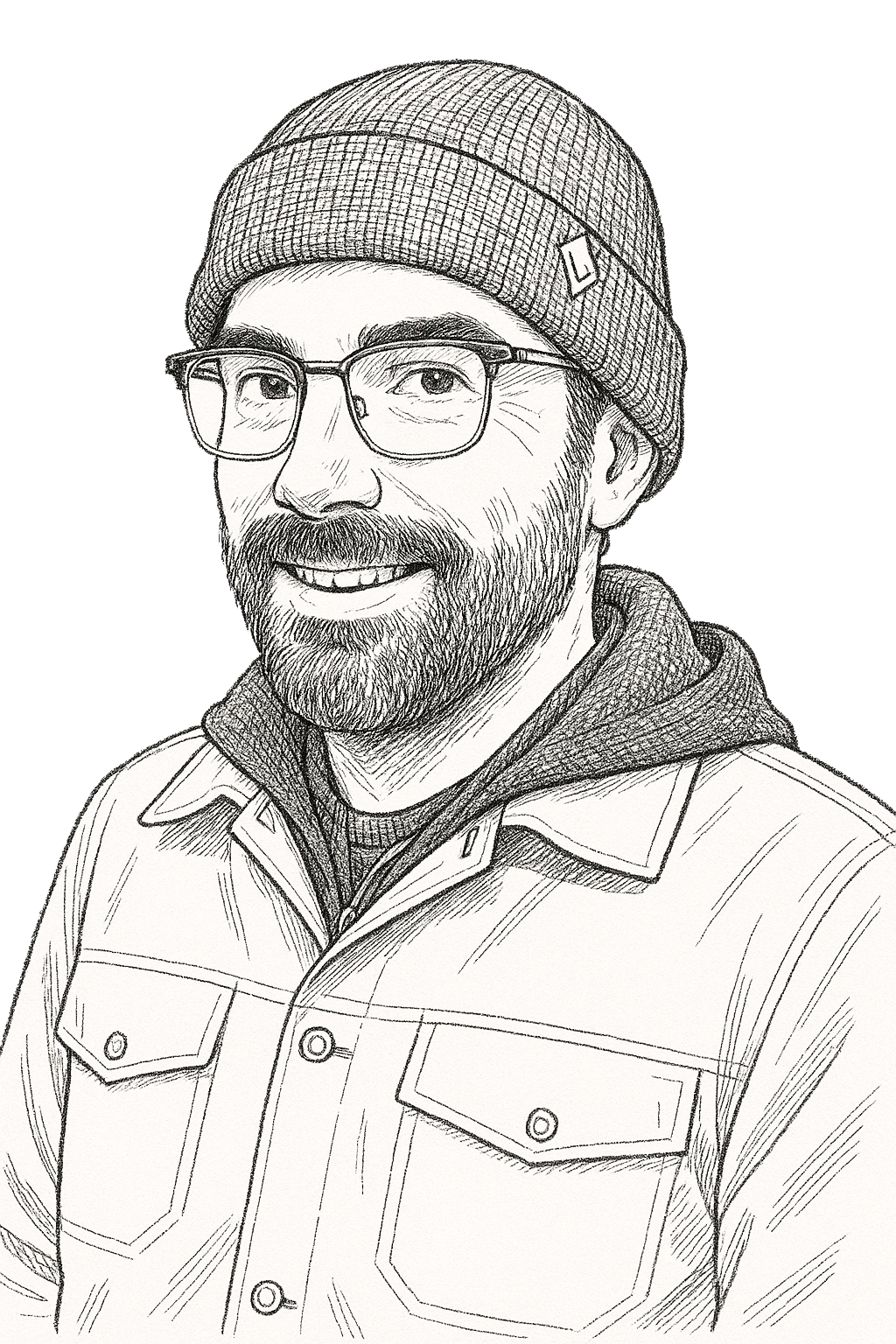 Pen drawing portrait of Steven